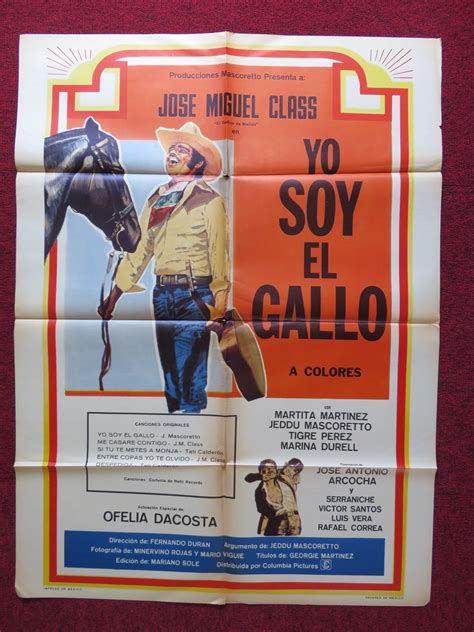 Yo Soy El Gallo Folded Mexican Poster Tino Acosta Jose Antonio Arcocha