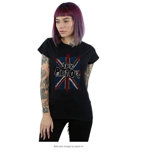 Absolute Cult Sex Pistols Womens Anarchy Flag T Shirt Rock Band T Shirts