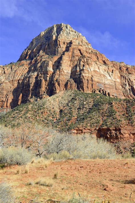 Red Rock Canyon And Mountains Zion National Park Utah Stock Photo