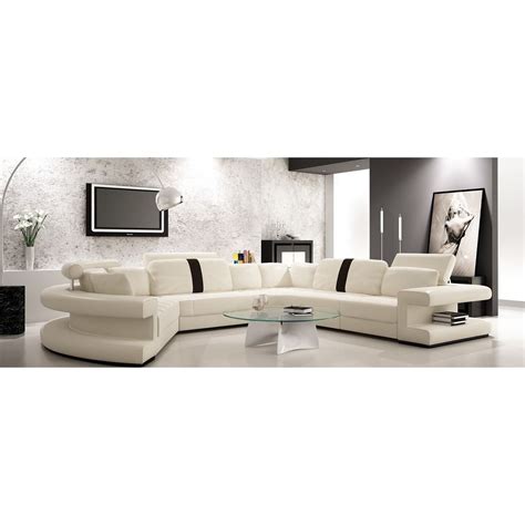 Divani Casa 6123 Modern White And Black Bonded Leather Sectional Sofa