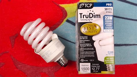 Tcp Trudim 23watt 100watt Dimmable Cfl Light Bulb Youtube