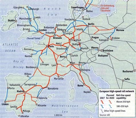 Europe High Speed Rail Map By Provence Beyond Eurorail Trip Europe