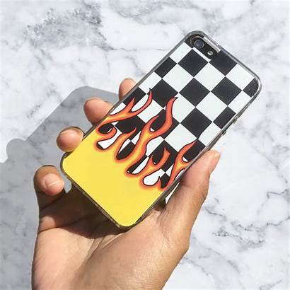 Case Phone Cases Iphone Flame Checkerboard Diy