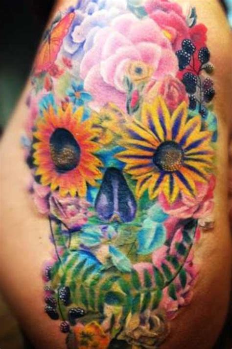Pin By Katlin Rufli On Ink Floral Skull Tattoos Sugar Skull Tattoos