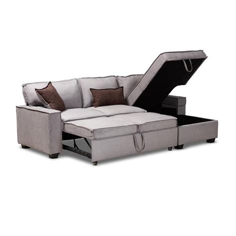 Aiden Modern Light Grey Fabric Right Facing Storage Sectional Sofa With