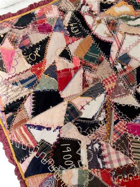 1800s Crazy Quilt Rare Double Sided Patchwork Quilt Hand Etsy Crazy