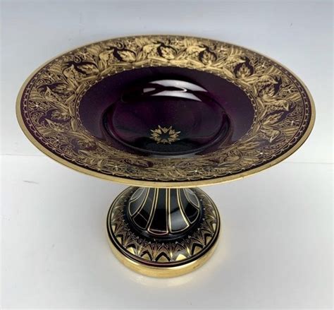 Sold Price Gilt Moser Amethyst Glass Footed Bowl Invalid Date Pst
