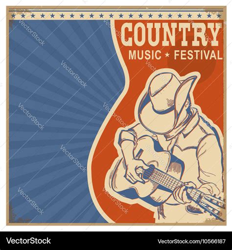 Country Music Background Retro Poster With Man Vector Image
