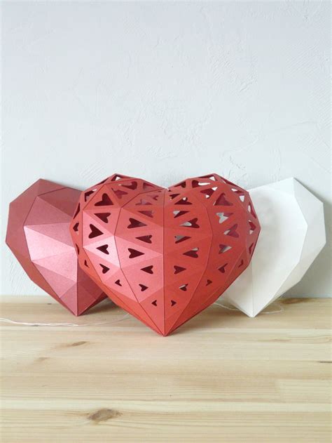 3d Papercraft Heart 3 Pdf Dxf Templates Crealandia Eco Crafts