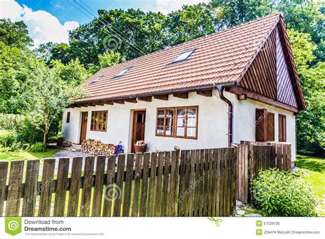 Photo About View Of Traditional Village House With Blue Sky Fence And