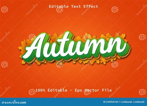 Autumn With Modern Style Editable Text Effect Stock Vector