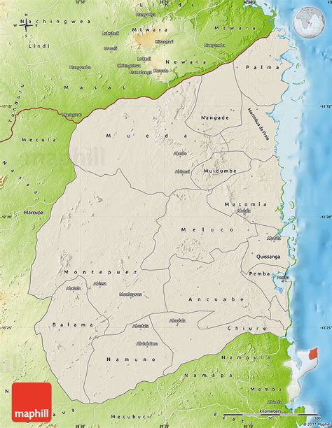 Cabo delgado is the northernmost province of mozambique. Shaded Relief Map of Cabo Delgado, physical outside