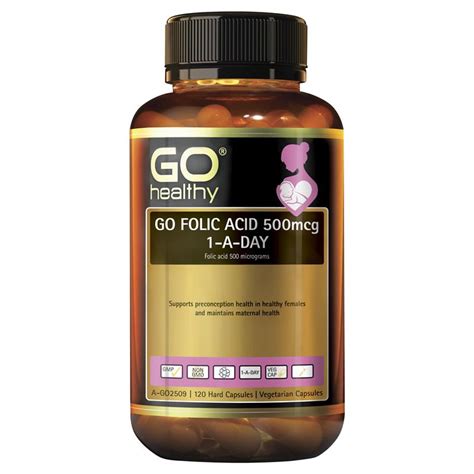 Buy Go Healthy Folic Acid 500mcg 1 A Day 120 Vege Capsules Exclusive