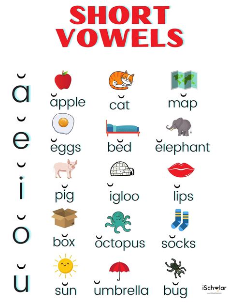 Short Vowels Chart Etsy