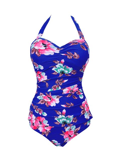 Sexy Dance Plus Size Women Monokinis Floral Print Swimsuit Swimwear