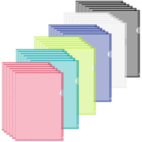 Buy Sunee Clear Plastic Document Folder 48pcs 6 Assorted Colors A4