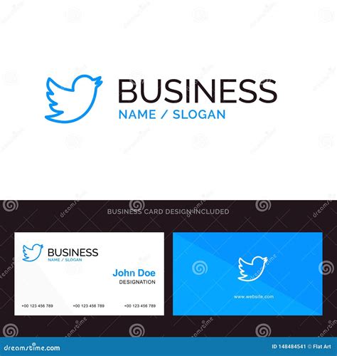 Network Social Twitter Blue Business Logo And Business Card Template