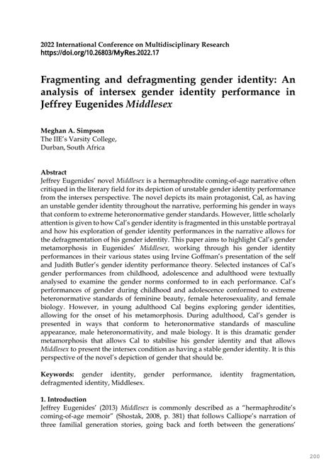 PDF Fragmenting And Defragmenting Gender Identity An Analysis Of