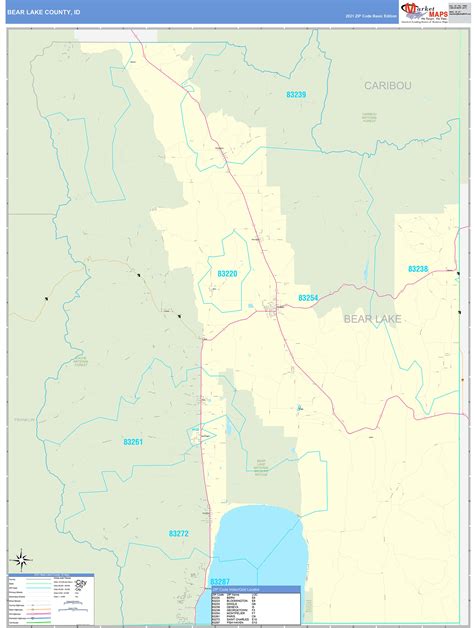 Bear Lake County Id Zip Code Wall Map Basic Style By Marketmaps