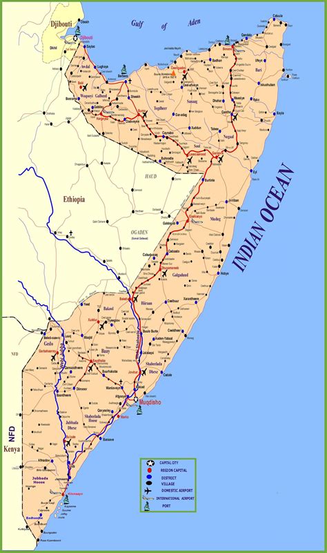 Large Detailed Map Of Somalia With Cities And Towns Ontheworldmap