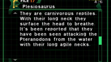 Dino Crisis 2 Dino File 22 7 Plesiosaurus Youtube