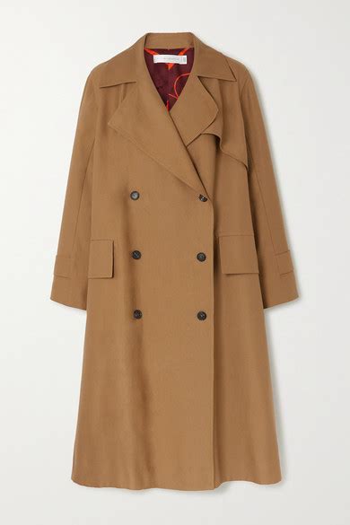 Tan Cotton Blend Canvas Trench Coat Victoria Beckham In 2020 Coat Classic Trench Coat