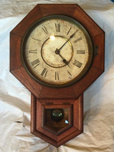 Antique Seth Thomas School House Regulator Victorian Clock Oak Drop