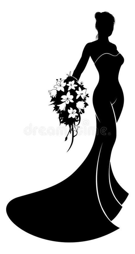 Silhouette Wedding Gown Bride Stock Vector Illustration Of Pattern