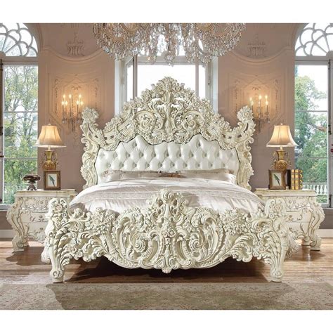 Headboard, footboard, rails, dresser, mirror and nightstand. Luxury Glossy White CAL King Bedroom Set 3Pcs Carved Wood HD-8089 Homey Design Classic (HD ...