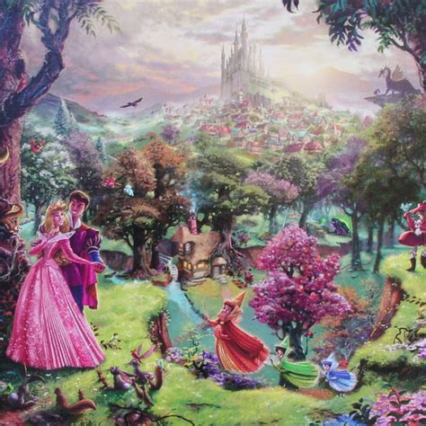 Sleeping Beauty Disney Dreams Viii By Thomas Kinkade 14x14 Canvas Wrap