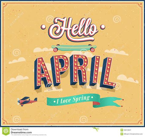 Hello April Handwritten Lettering Calligraphy In The Sketch Hand Drawn