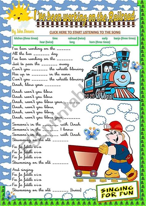 ´ive Been Working On The Railroad´ Song Esl Worksheet By Aisha77