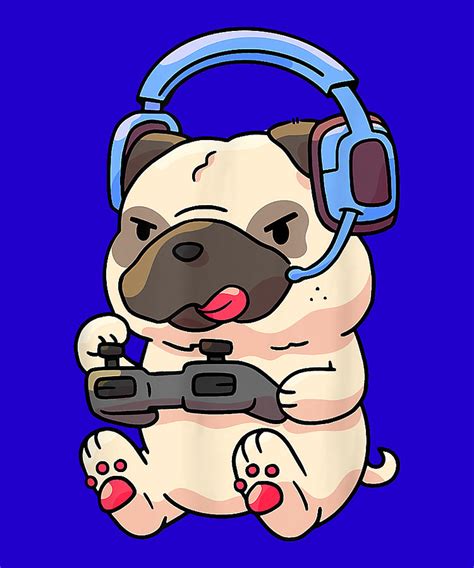 Mens Funny Gamer Pug Gaming Pugs Video Game T Digital Art By Igii