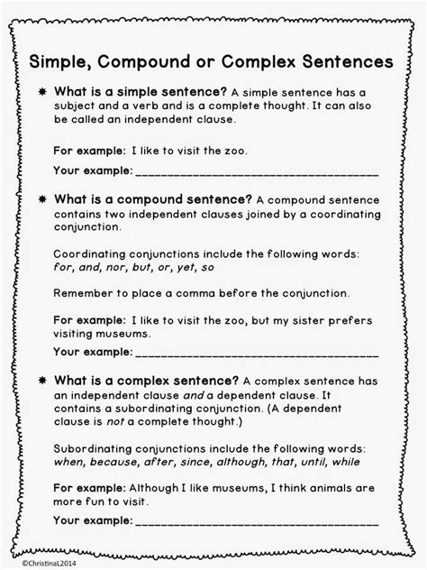 Complex Sentences Worksheet 6th Grade