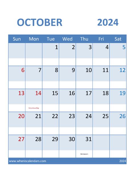 Editable October 2024 Calendar Template Monthly Calendar