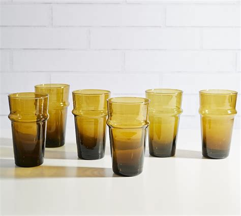 Moroccan Stackable Recycled Drinking Glasses Set Of 6 Pottery Barn