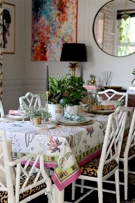 Colourful Table Setting With Plants And Animal Prints Keramik Design