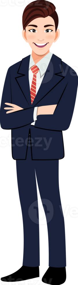 Flat Icon With Chinese Businessman Cartoon Character In Office Style