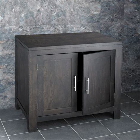 Solid Dark Wenge Oak Double Door Storage Vanity Unit
