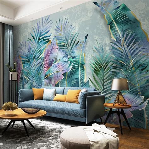 Custom Mural Wallpaper Nordic Tropical Plant Leaves Bvm Home