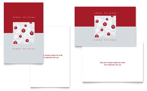 About 4.5 x 6.125 inches (or 4 x 6. Red Ornaments Greeting Card Template - Word & Publisher