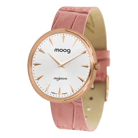 moog paris mignon women s watch with silver dial pink strap in genuine leather m41681 c41
