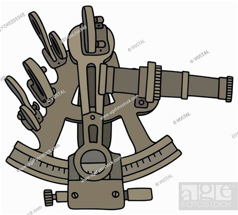 hand drawing of a historic brass sextant stock vector vector and low
