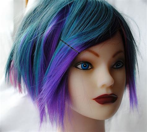 Blueberry Burst Wig Blue Purple Pink Teal Green Hair Etsy In