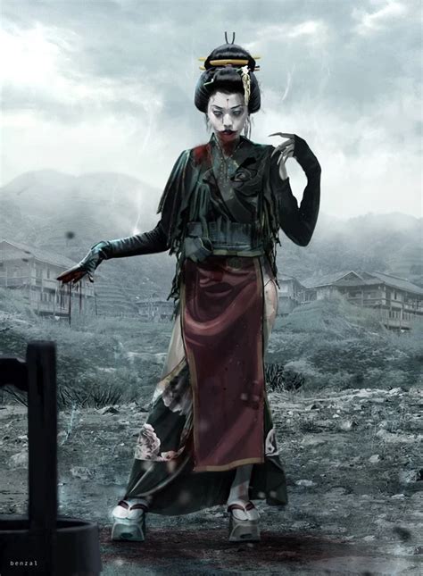 Dark Geisha By David Benzal Imaginaryhorrors Geisha Art Geisha