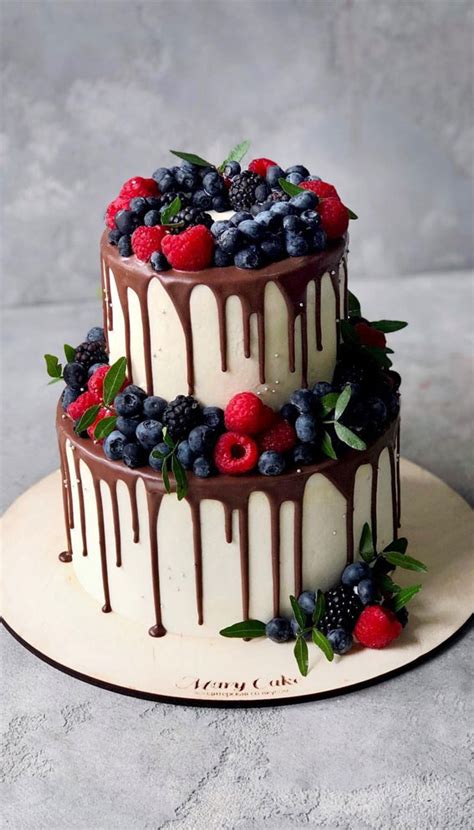 30 Pretty Cake Ideas To Inspire You Two Tiered Cake With Chocolate Drips