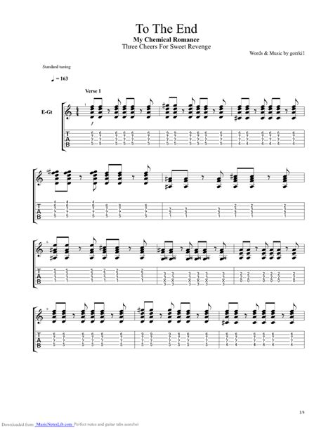 To The End Guitar Pro Tab By My Chemical Romance