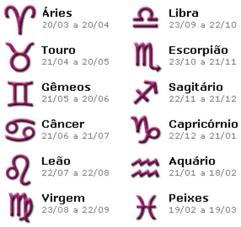 SÍmbolos E Datas Dos Signos Signos Do Zodíaco Beijo De Cada Signo