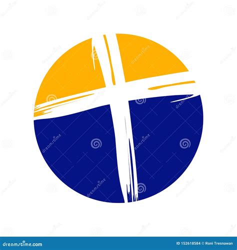 Crucifix Cross Brush Circle Symbol Design Stock Vector Illustration
