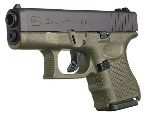 Glock G26 9mm 35 Fixed Sights 10rd Od Green Frame Impact Guns